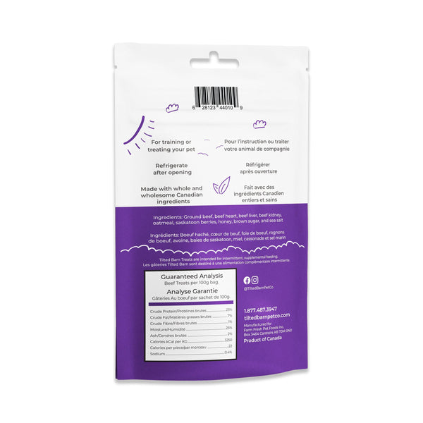 Tilted Barn Pet Co. Miniwags Friandises pour chien au bœuf et baies de Saskatoon