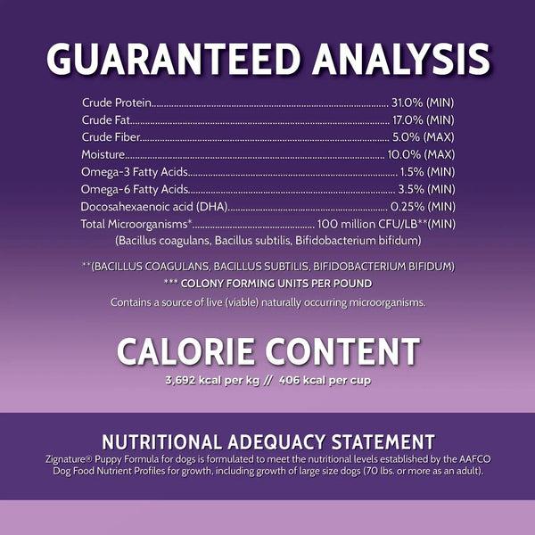 Zignature Puppy Formula Dry Dog Food