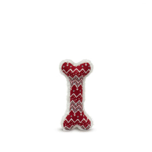 HuggleHounds Nordic Frost Bone Dog Toy, Red