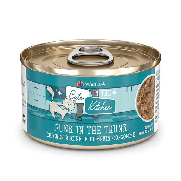 Cats in the Kitchen Funk in the Trunk Chicken Recipe in Pumpkin Consomme Wet Cat Food Can