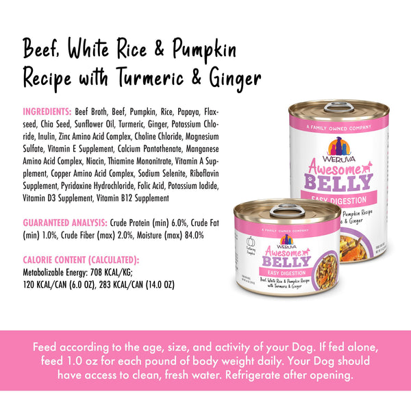 Weruva Awesome Belly Beef & Rice Wet Dog Food Can