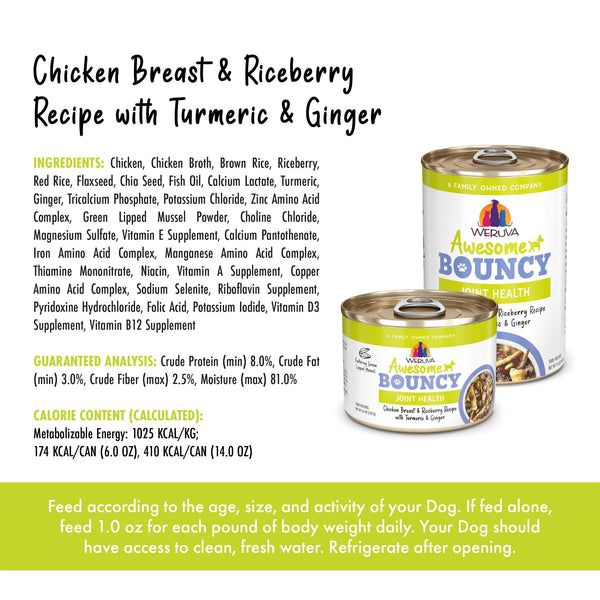 Weruva Awesome Bouncy Chicken & Rice Wet Dog Food Can