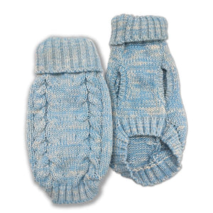 Doggie-Q Double Knit Multi Colour Marled Dog Sweater, Light Blue