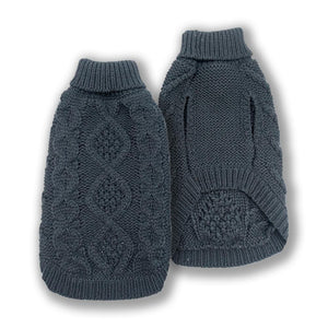 Doggie-Q Cable Knit Dog Sweater, Charcoal