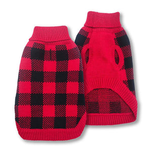 Doggie-Q Double Knit Lumber Dog Sweater, Red