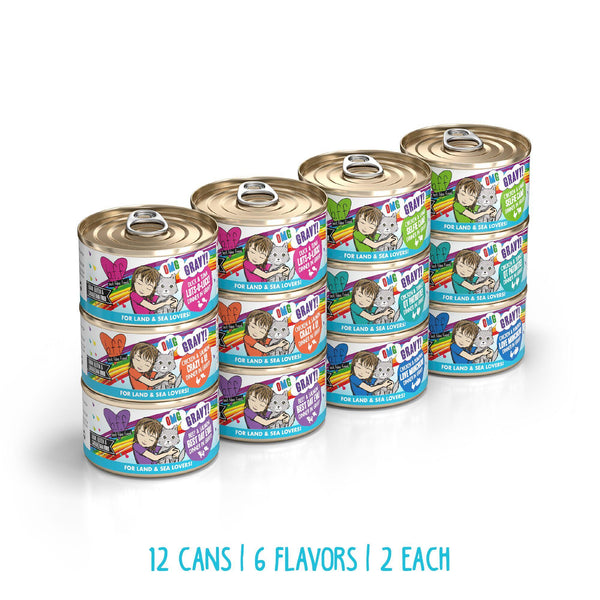 BFF OMG GRAVY Rainbow Road Variety Pack Wet Cat Food Can, 2.8-oz, 12-pk