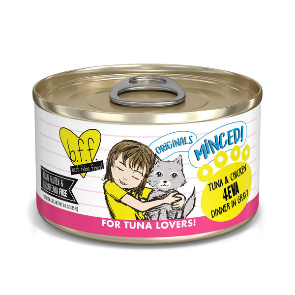BFF MINCED Tuna & Chicken 4Eva Dinner in Gravy Wet Cat Food Can