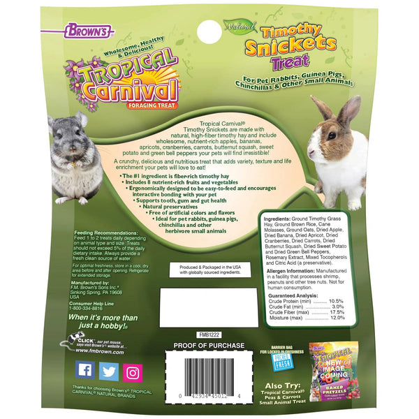 Brown's Tropical Carnival Friandises naturelles Timothy pour petits animaux