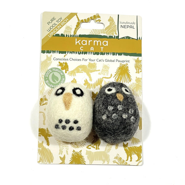 Dharma Dog Karma Cat Jouet pour chats en laine Hiboux