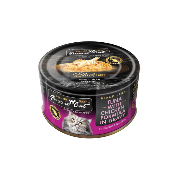 Fussie Cat Black Label Premium Tuna with Chicken in Gravy Wet Cat Food Can