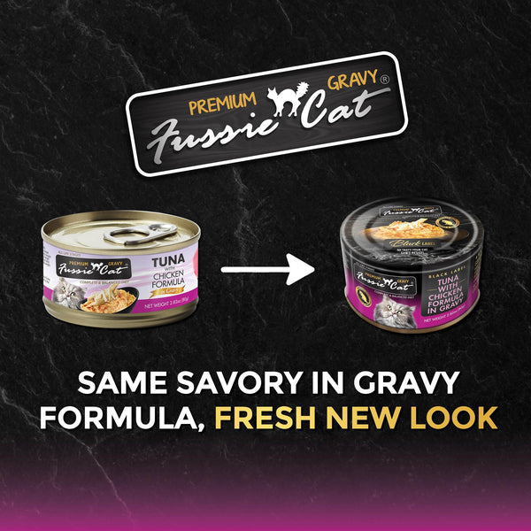 Fussie Cat Black Label Premium Tuna with Chicken in Gravy Wet Cat Food Can