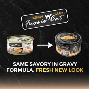 Fussie Cat Black Label Premium Tuna with Prawn in Gravy Wet Cat Food Can