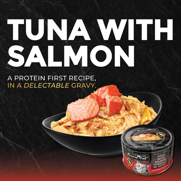 Fussie Cat Black Label Premium Tuna with Salmon in Gravy Wet Cat Food Can