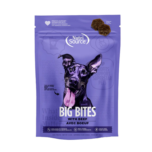 NutriSource Big Bites Friandises pour chiens au bœuf sans céréales