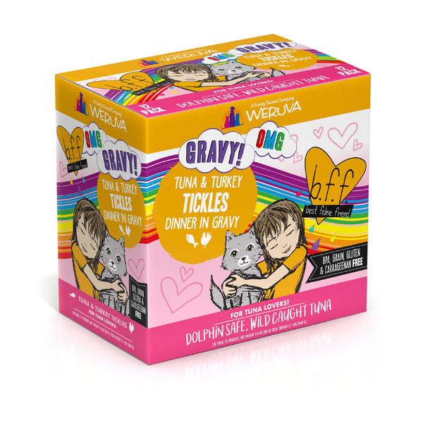 BFF OMG GRAVY Tuna & Turkey Tickles Dinner in Gravy Wet Cat Food Pouch