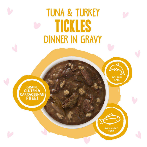 BFF OMG GRAVY Tuna & Turkey Tickles Dinner in Gravy Wet Cat Food Pouch