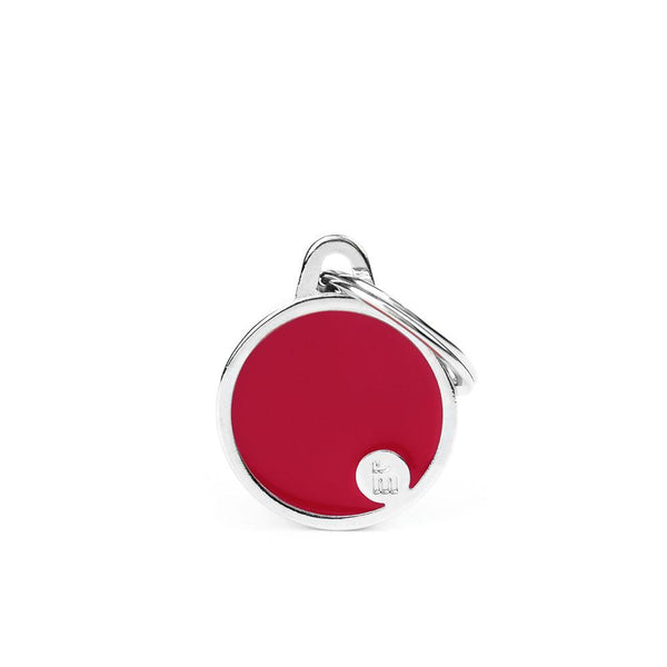 MyFamily Basic Handmade Circle Pet ID Tag, Red