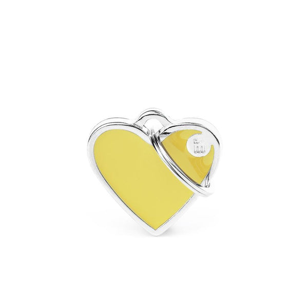 MyFamily Médaille d'identification pour animal faite main forme cœur, jaune