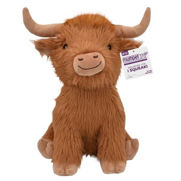 Multipet Jouet en peluche Vache Highland pour chiens, assortiment