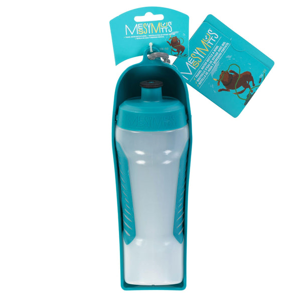 Messy Mutts Gourde d'eau de voyage compressible avec bol amovible pour chiens, bleu
