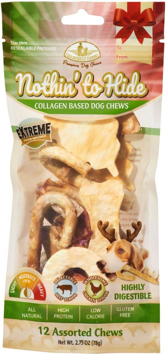 Fieldcrest Farms Nothin' to Hide Holiday Chicken & Beef Dog Treats, Small, Assorted