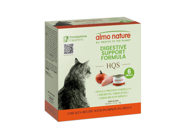 Almo Nature HQS Digestive Support Formula Chicken with Pumpkin in Gravy Wet Cat Food Can
