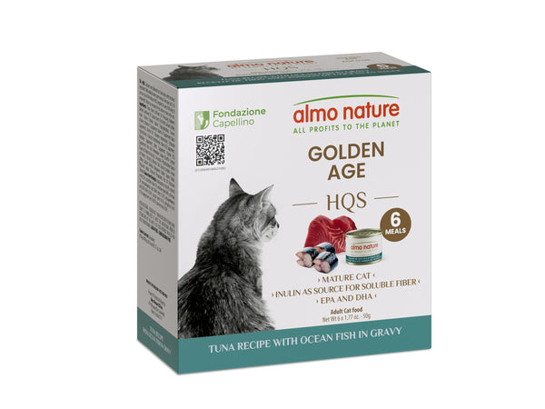 Almo Nature HQS Golden Age Tuna with Ocean Fish in Gravy Wet Cat Food Can