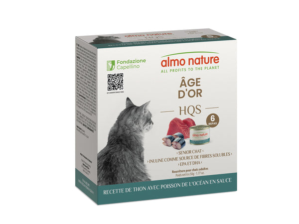 Almo Nature HQS Golden Age Tuna with Ocean Fish in Gravy Wet Cat Food Can