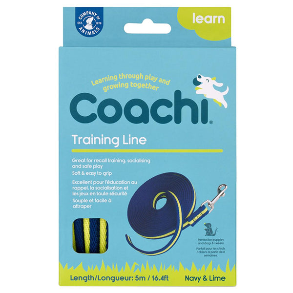 The Company of Animals Longe d'entraînement Coachi pour chien, Marine/Citron vert