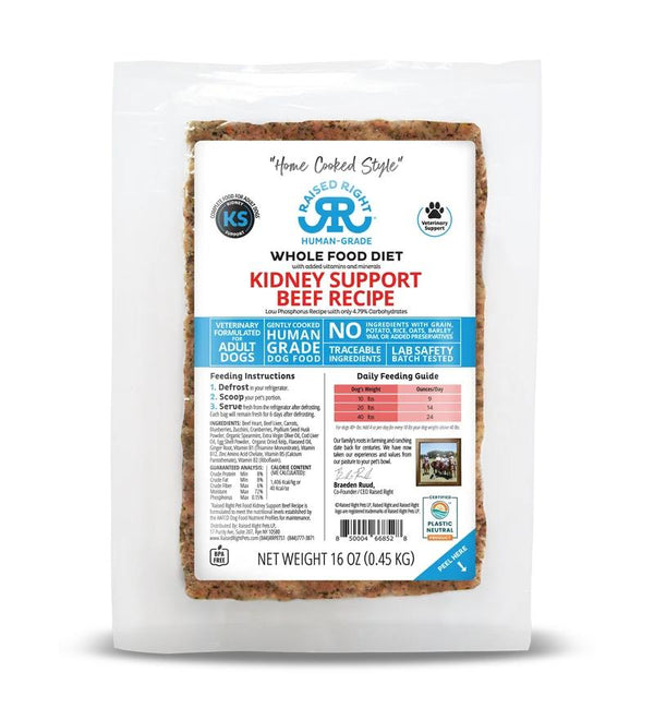 Raised Right Kidney Support Beef Frozen Dog Food