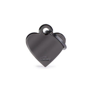 MyFamily Basic Chrome Heart Brass Pet ID Tag, Black