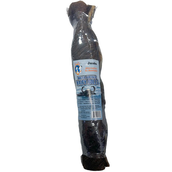QT Dog Water Buffalo Hairy Cheek Roll Dog Treats, Jumbo