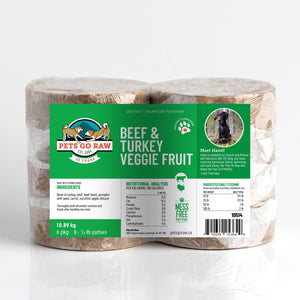 Pets Go Raw Beef & Turkey Veggie Fruit Patties Frozen Dog Food