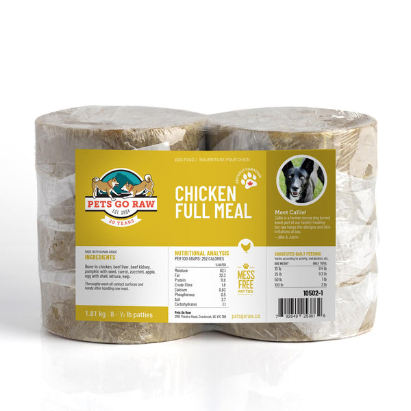 Pets Go Raw Galettes repas complet poulet pour chiens congelées