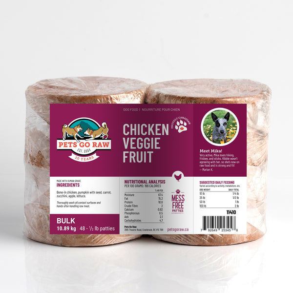 Pets Go Raw Chicken Veggie Fruit Patties Frozen Dog Food