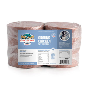 Pets Go Raw Ground Chicken with Organ Meat Patties Frozen Dog Food