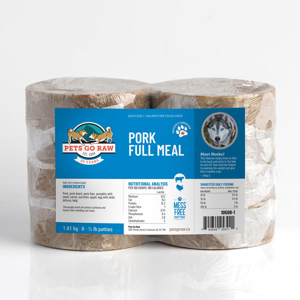 Pets Go Raw Galettes surgelées Pork Full Meal pour chiens