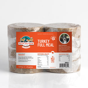 Pets Go Raw Turkey Full Meal Patties Frozen Dog Food