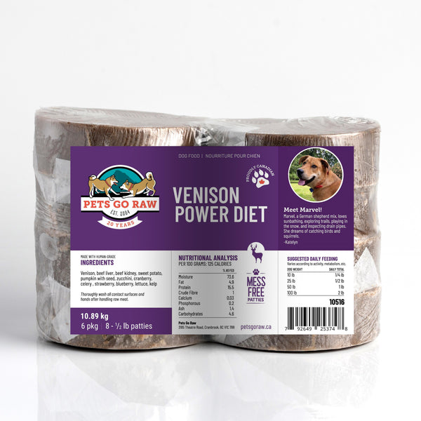 Pets Go Raw Galettes surgelées Venison Power Diet pour chiens