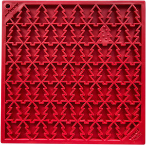 SodaPup eMat Tapis à Lécher Design Arbre de Paix, Mangeoire Lente pour Chien, Rouge