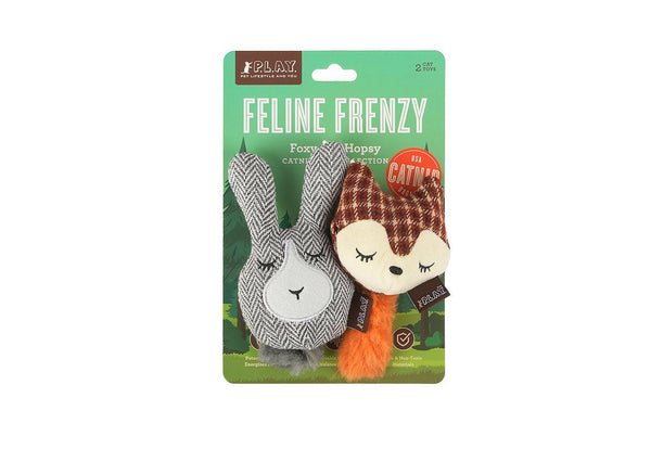 P.L.A.Y. Feline Frenzy Forest Friends Jouet à l’herbe à chat Foxsy & Hopsy