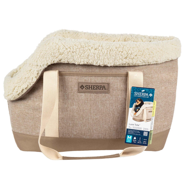 Sherpa Luxe Tote Carrier Fashionable Pet Carrier, Tan