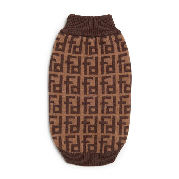 fabdog Monogram Dog Sweater, Brown