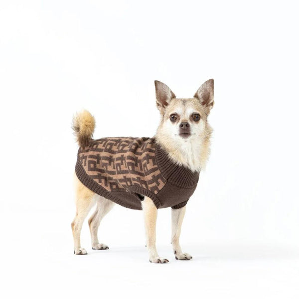 fabdog Monogram Dog Sweater, Brown
