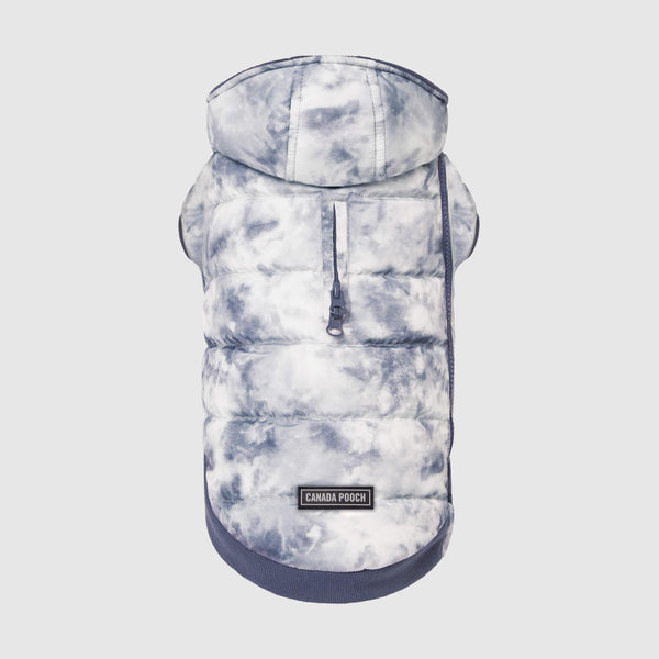 Canada Pooch Prism Puffer Dog Coat, Grey Tie Dye
