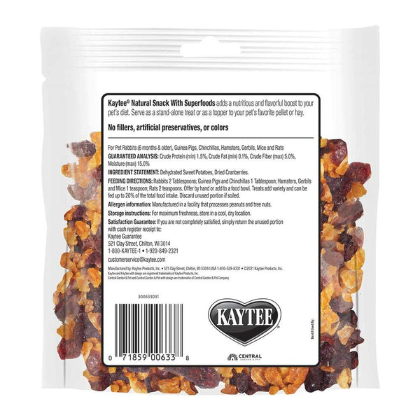 Kaytee Friandises naturelles avec superaliments Patate douce & Canneberge pour petits animaux