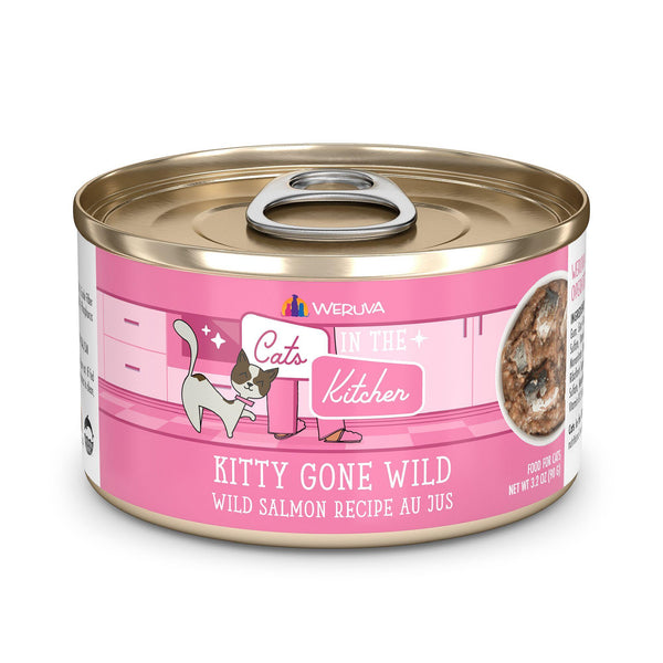 Cats in the Kitchen Kitty Gone Wild Wild Salmon Recipe Au Jus Wet Cat Food Can