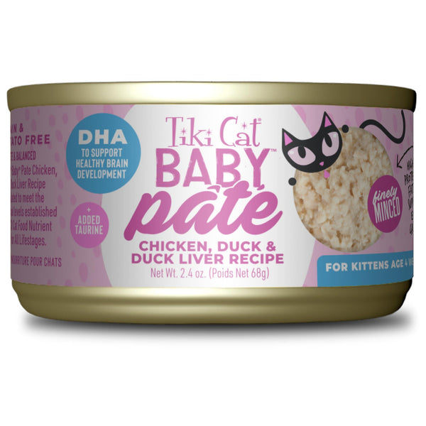 Tiki Cat Baby Chicken, Duck & Duck Liver Pate Kitten Wet Cat Food Can