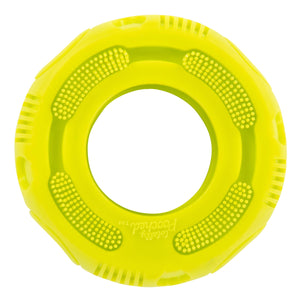 Messy Mutts Jouet pour chien pneu Brosse Stuff'n Brush Totally Pooched, vert