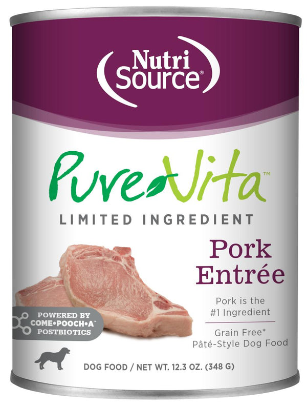 PureVita Entrée de porc à ingrédients limités Pâtée pour chiens en boîte